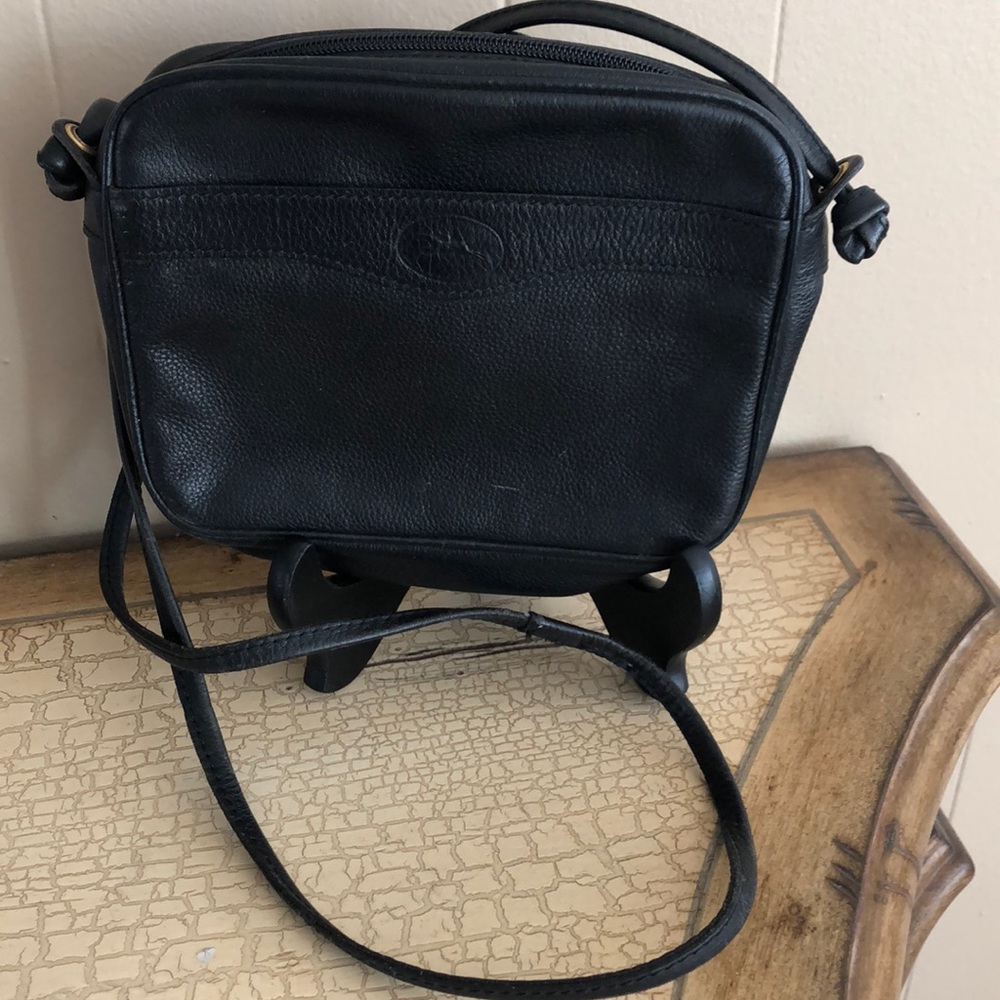LONGCHAMP Vintage Black Pebbled Leather Bag Purse